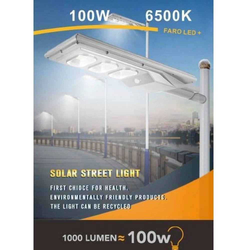 Trade Shop - Faro Stradale Led Solare 100 W Luce 6500k Lampione Sensore Movimento Sl-100w-ss -
