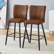 Set di 2 sgabelli da bar; 101 cm; con schienale ergonomico; in tessuto tecnologico marrone e metallo nero