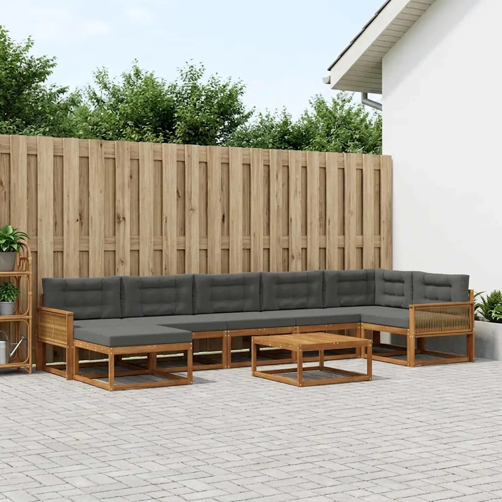 Set di divani da esterno con cuscino 8 pcs Naturale e Antracite 3382770