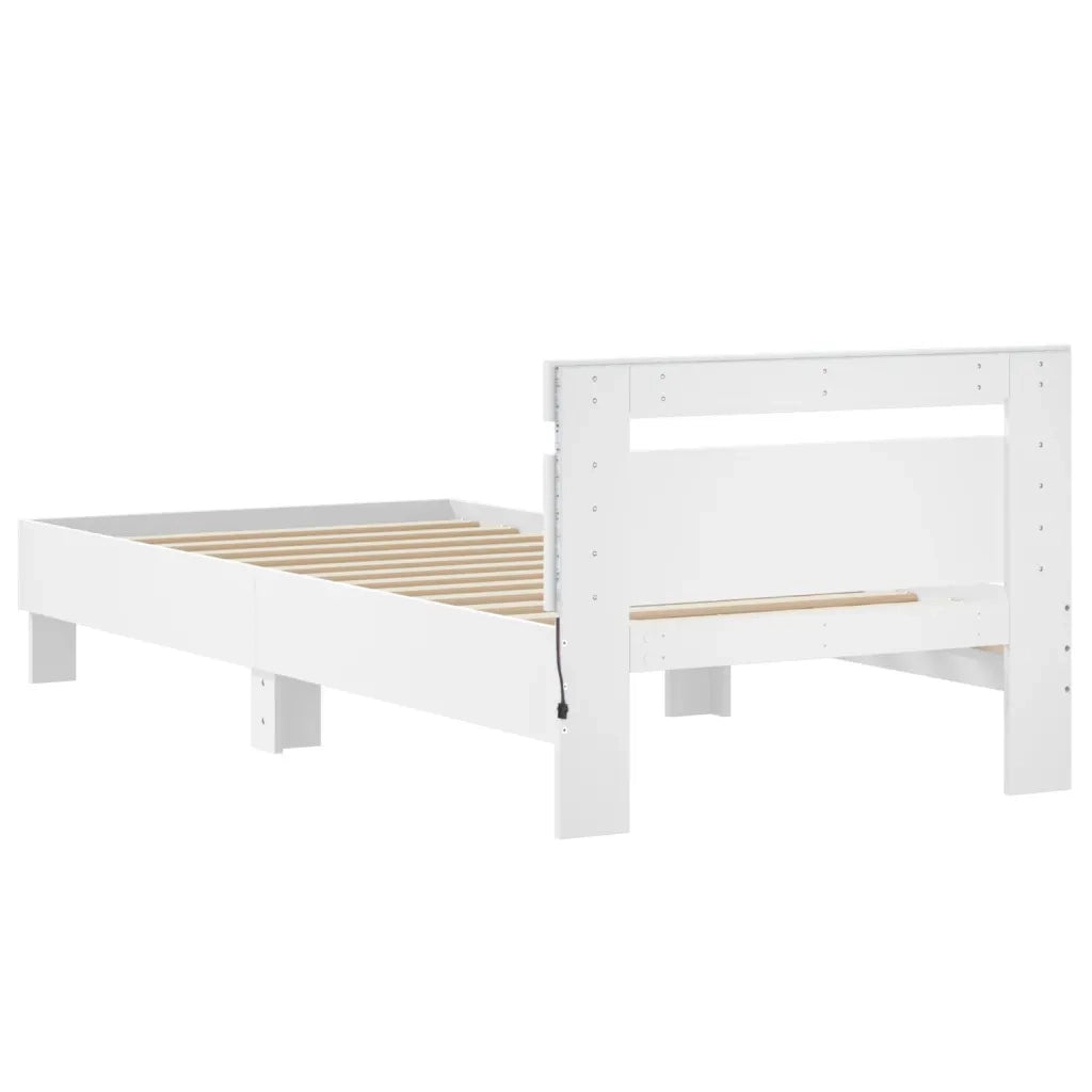 Giroletto con Testiera e LED Bianco 90x200 cm 838715