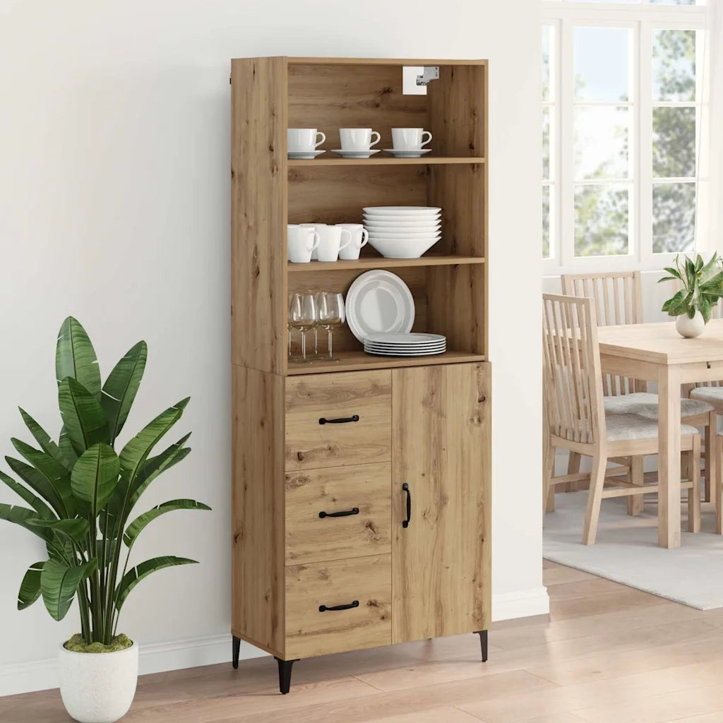 Credenza | Madia | Buffet da pranzo | Armadio da pranzo con cassetto Rovere artigianale 69,5 x 34 x 180 cm