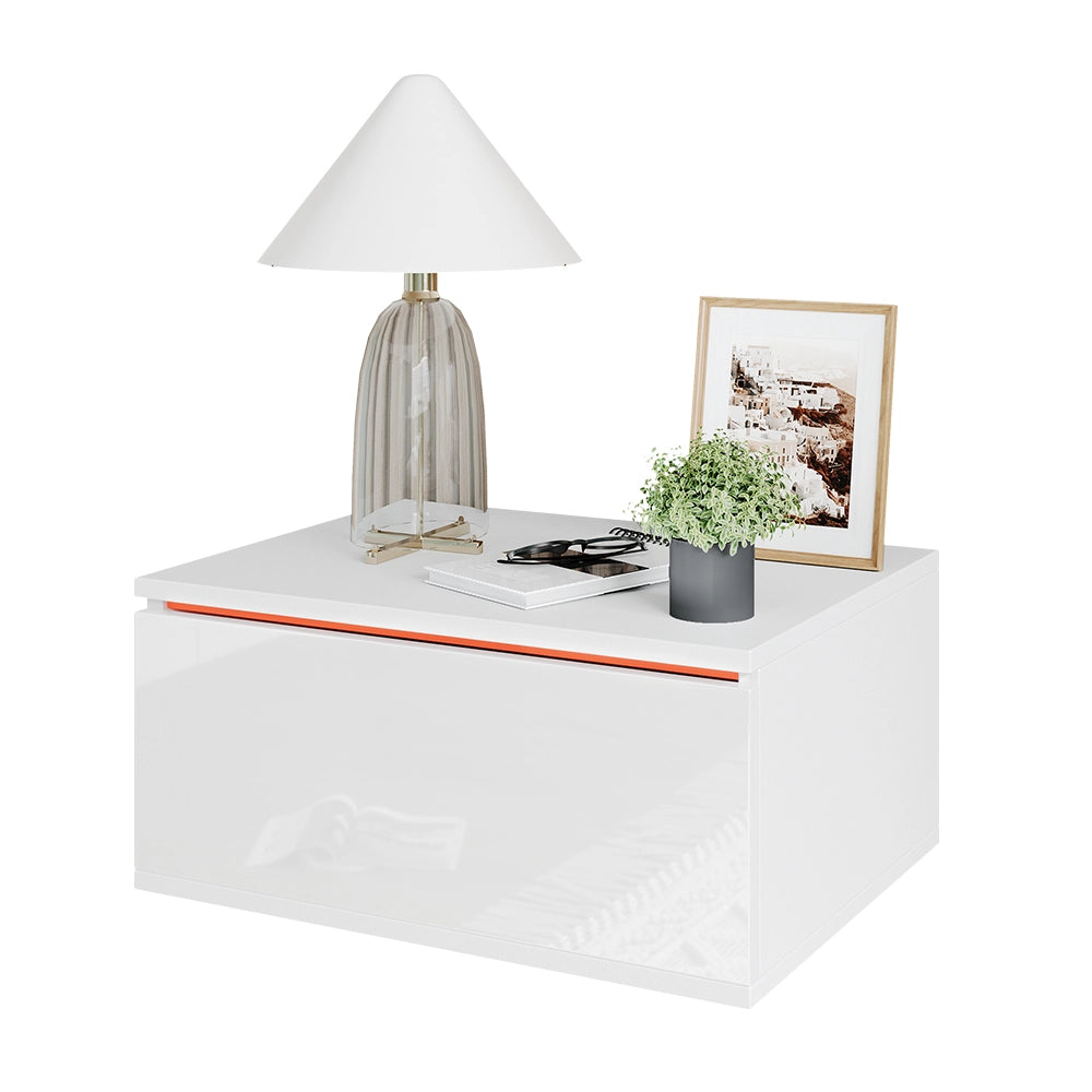 Vicco Comodino camera da letto Bianco 49 x 23 cm Con illuminazione a LED