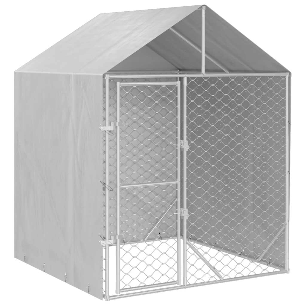 Cuccia/gabbia/recinto/zaino per animali da esterno con tetto argentato 2 x 2 x 2,5 m Argento 02_0041896