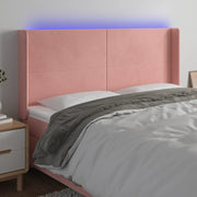 Testiera a LED-Testata con LED rosa 203x16x118/128 cm in Velluto 242897
