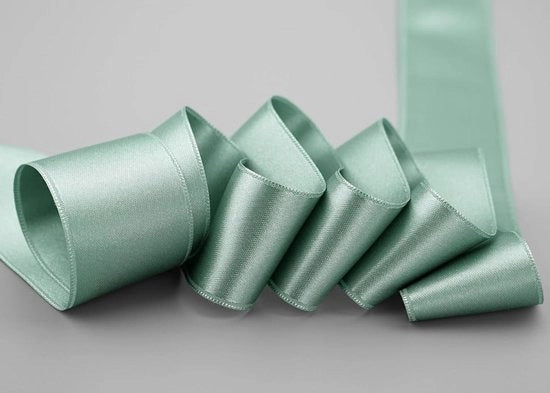Fascia a doppia faccia in seta verde 25m, confezione per decorazioni natalizie.