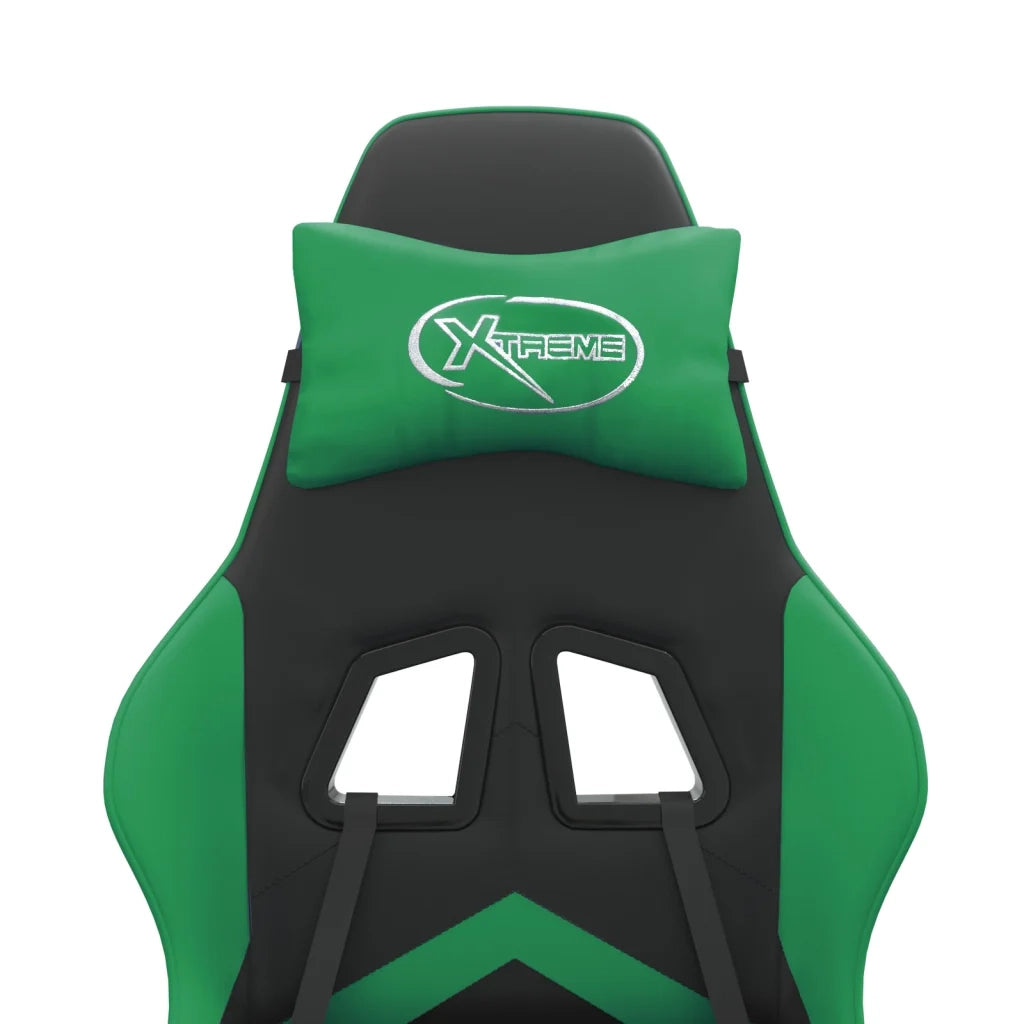 Sedia da Gaming Girevole con Poggiapiedi Nero Verde Similpelle cod mxl 77175