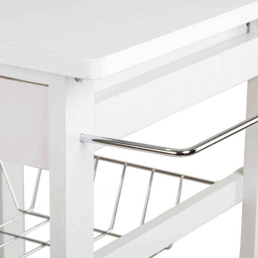 Carrello da cucina in legno bianco 40x37x82h