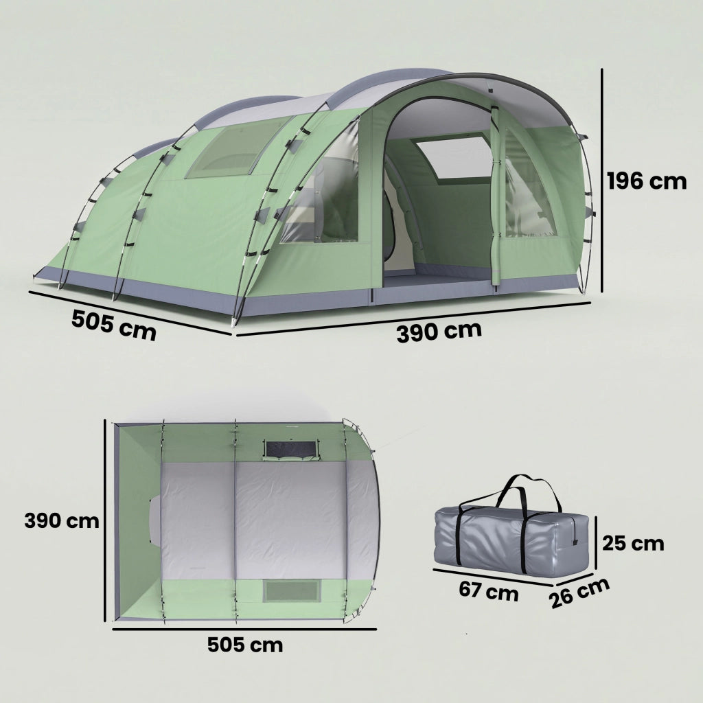 Tenda da campeggio 5 persone 2 cabine ¨C zephmum ¨C grigio 300x300x300 cm