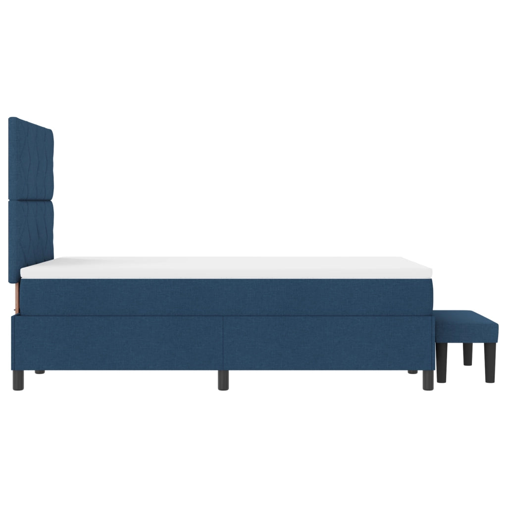 Letto Box Spring con Materasso e Panchina Blu 120x190 cm Tessuto