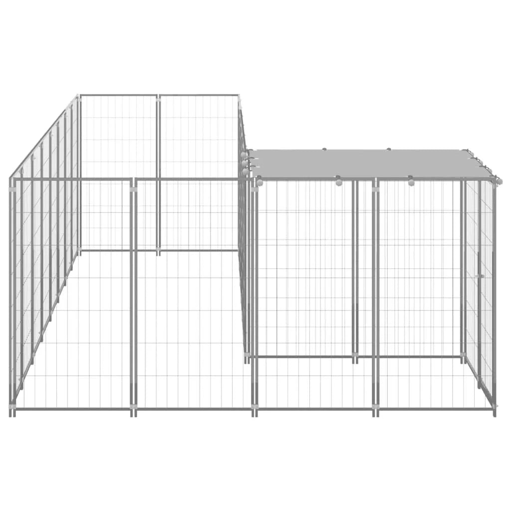 Recinto per animali da esterno per cani in acciaio color argento 6,05 m² 02_0000293