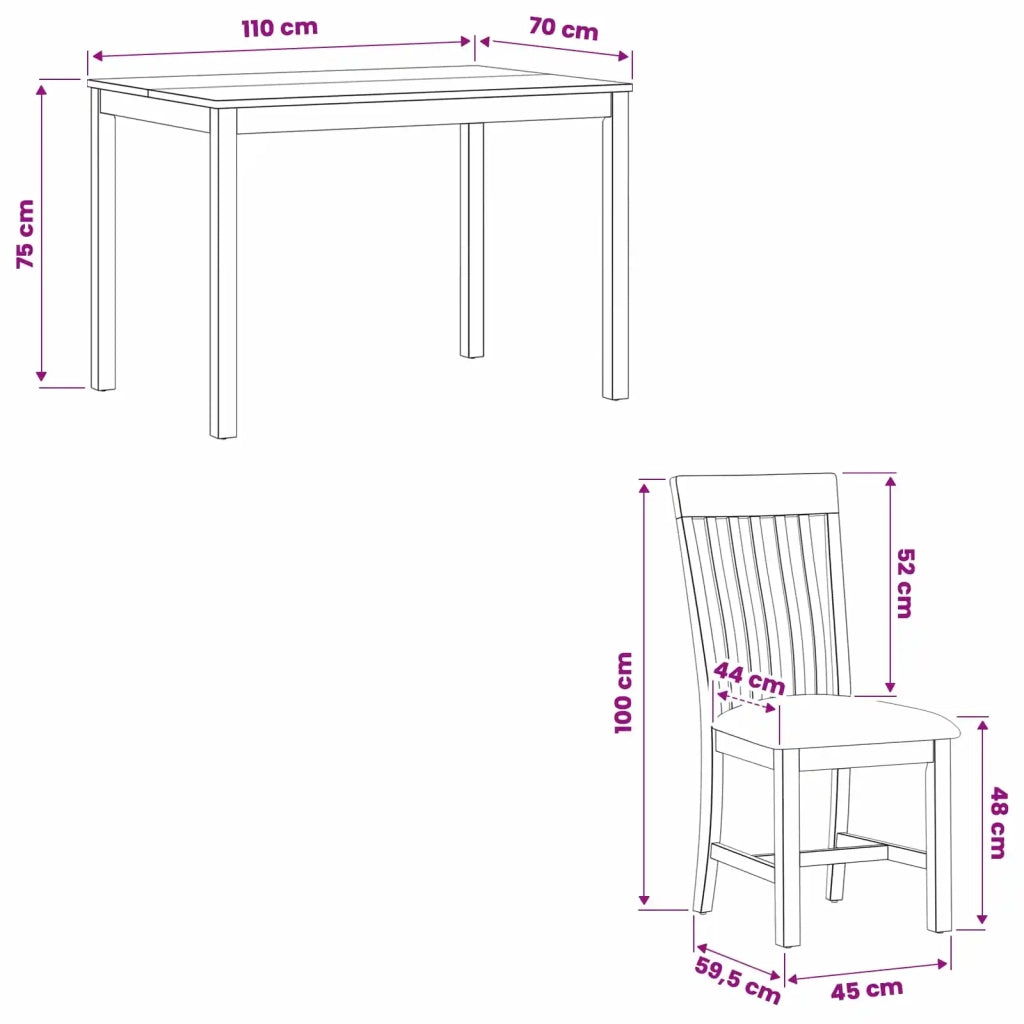 Set da pranzo 7 pz Grigio Legno di Quercia Massello 3430262