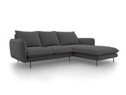 Cosmopolitan Design - Divano angolare destro "Vienna" 5 posti in tessuto strutturato grigio scuro 