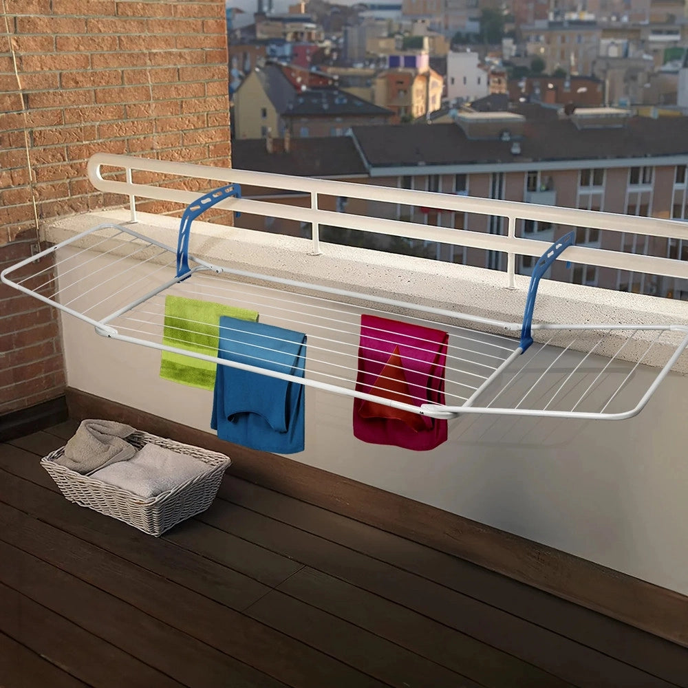 Trade Shop - Stendibiancheria Da Balcone Termosifone In Acciaio Con Bracci Regolabili Ripiegabili -