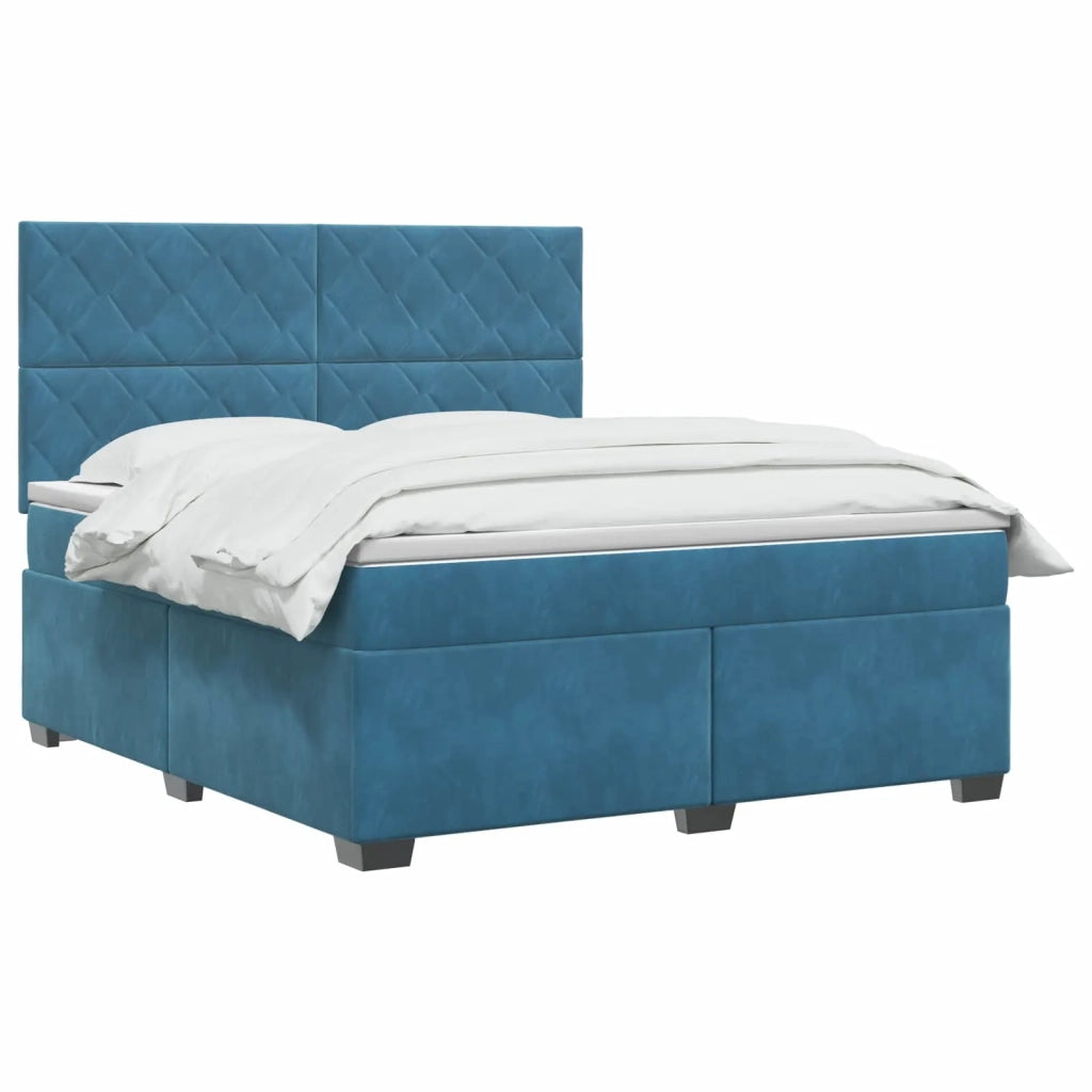 Letto box spring con materasso Blu 180 x 200 cm Velluto 3453702