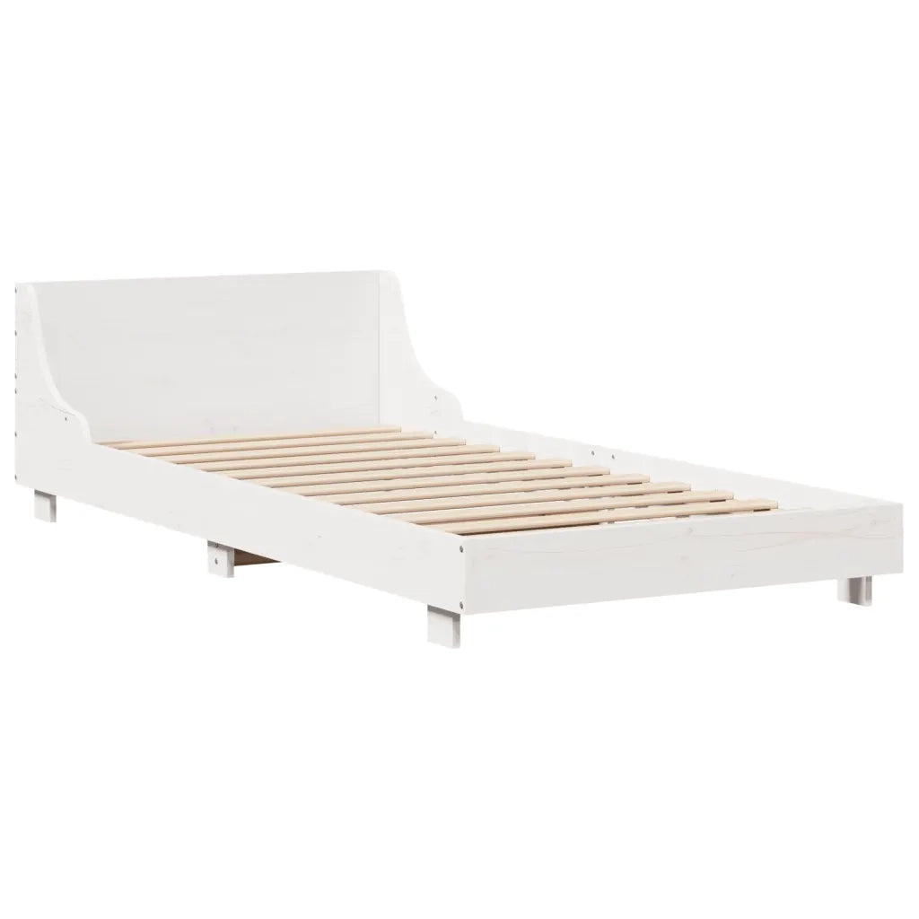 Letto senza Materasso Bianco 90x190 cm in Legno Massello Pino 3306442