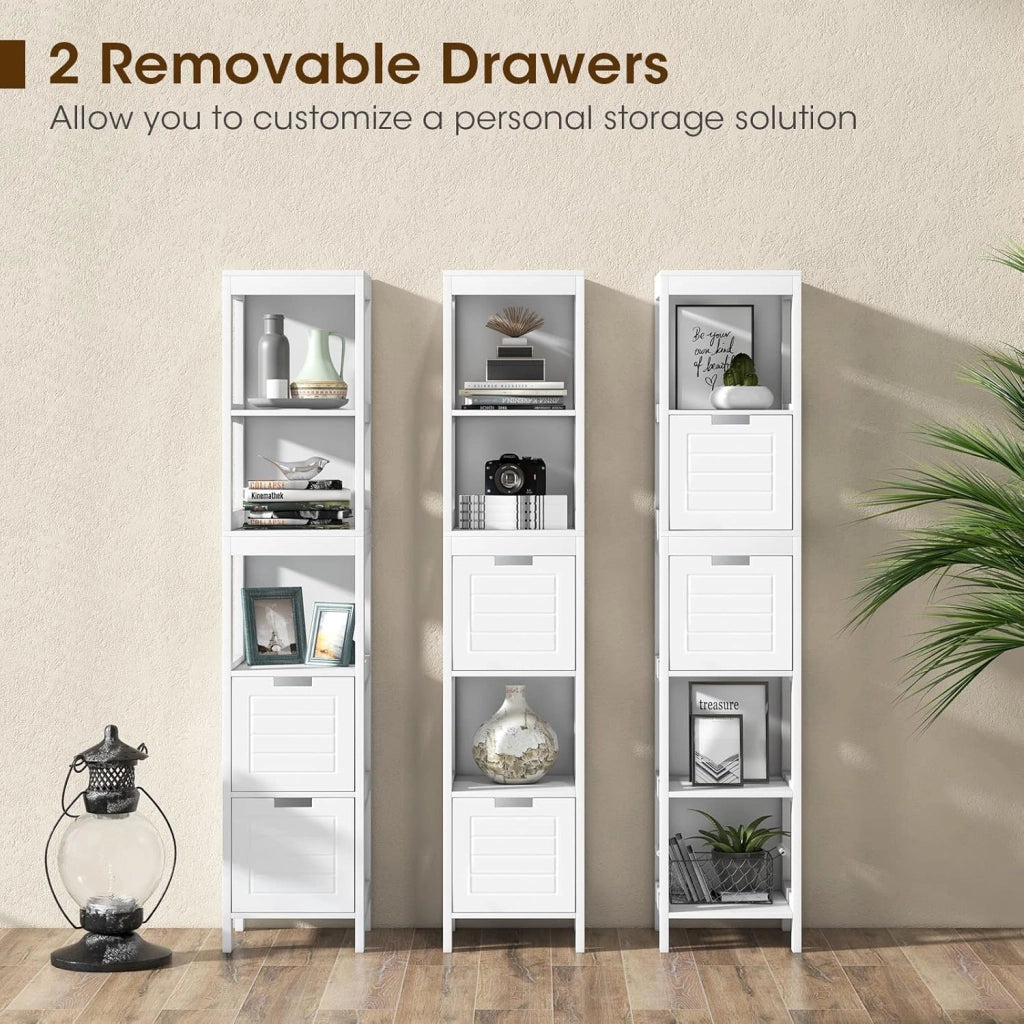Mobile Lavatrice Salvaspazio Colonna Bagno, Armadietto Lavatrice Moderno Bianco, Scaffale Multiuso e Elegente, 144,5 x 30 x 30 cm