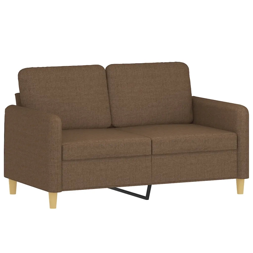 Set di Divani 2 pz con Cuscini Marrone in Tessuto