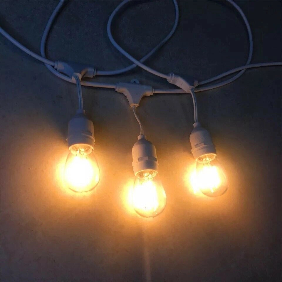 Catena di Luci Catenaria Luminosa Corda 10 Mt con Portalampada E27 Cavo Bianco