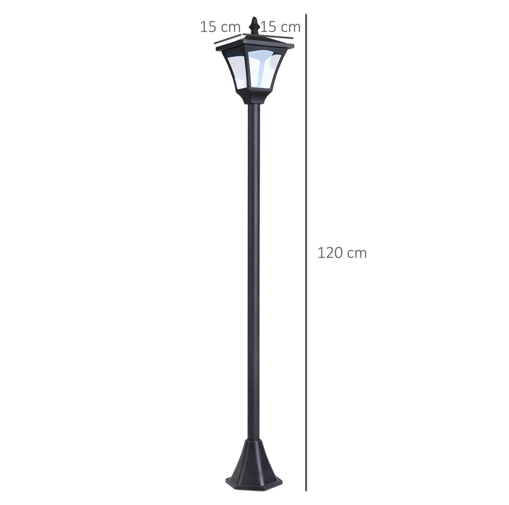 Lanterna solare da giardino nera IP44 con picchetto, 120 cm
