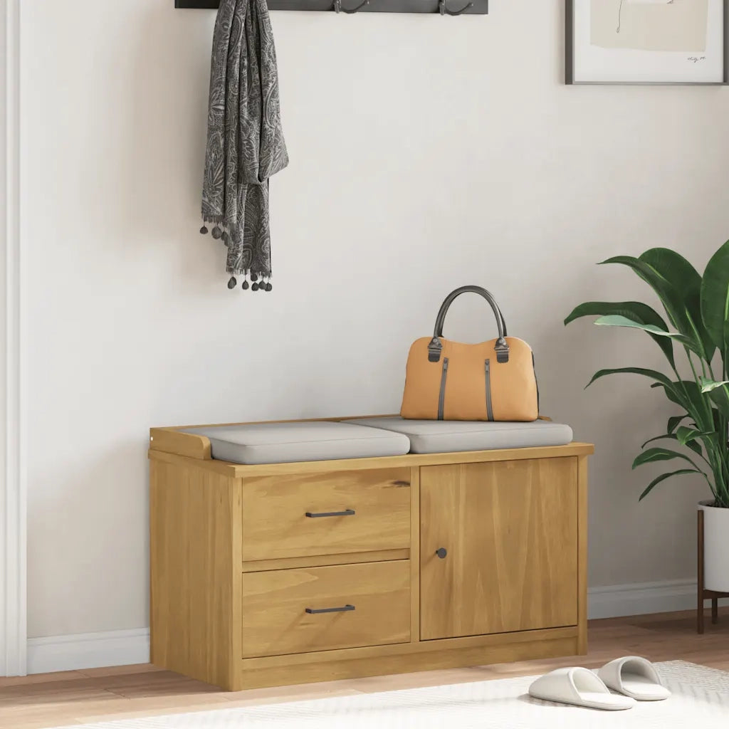 Panca da Corridoio-Sgabello-Panca con Contenitore SANDNES 87x40x50 cm Legno Massello di Pino 965791