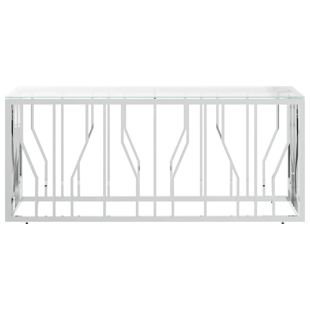 Tavolino da Salotto 110x45x45 cm in Acciaio Inox e Vetro 350049