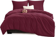 Set di coperte da letto 3 pezzi 155 x 220 cm, colore vino, con 2 cuscini 80 x 80 cm, set di coperte da letto 155 x 220 cm, di microfibra, con chiusura a zip, morbido e lavabile in lavatrice.