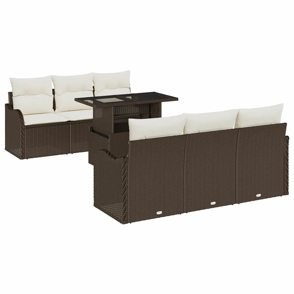 Set Divano da Giardino 7 pcs Marrone Rattan in Polipropilene 3357121