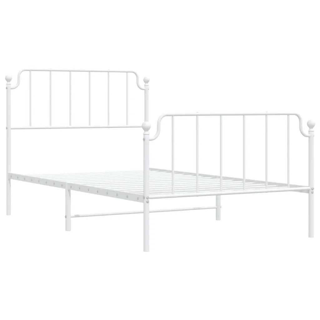 Giroletto con Testiera e Pediera Metallo Bianco 107x203 cm 373950