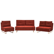Set da salotto in tessuto rosso 3 posti 2 posti e 1 posto a sedere per 6 persone Funzione letto pieghevole