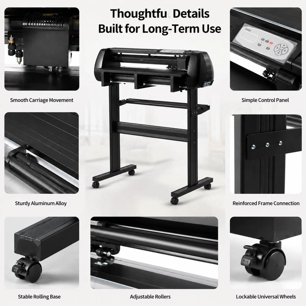 Vinyl Cutting Machine With 72 Cm Max. Feed Width, Dual Blades, And LED Display; Adjustable Vinyl Cutting Plotter Set With Signmaster Software, Compatible With Windows And MacOS