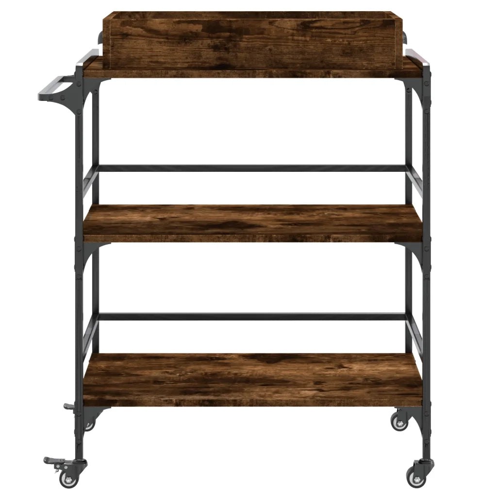 Carrello da Cucina-Scaffale per Cucina Rovere Fumo 81,5x41x92,5cm Legno Multistrato