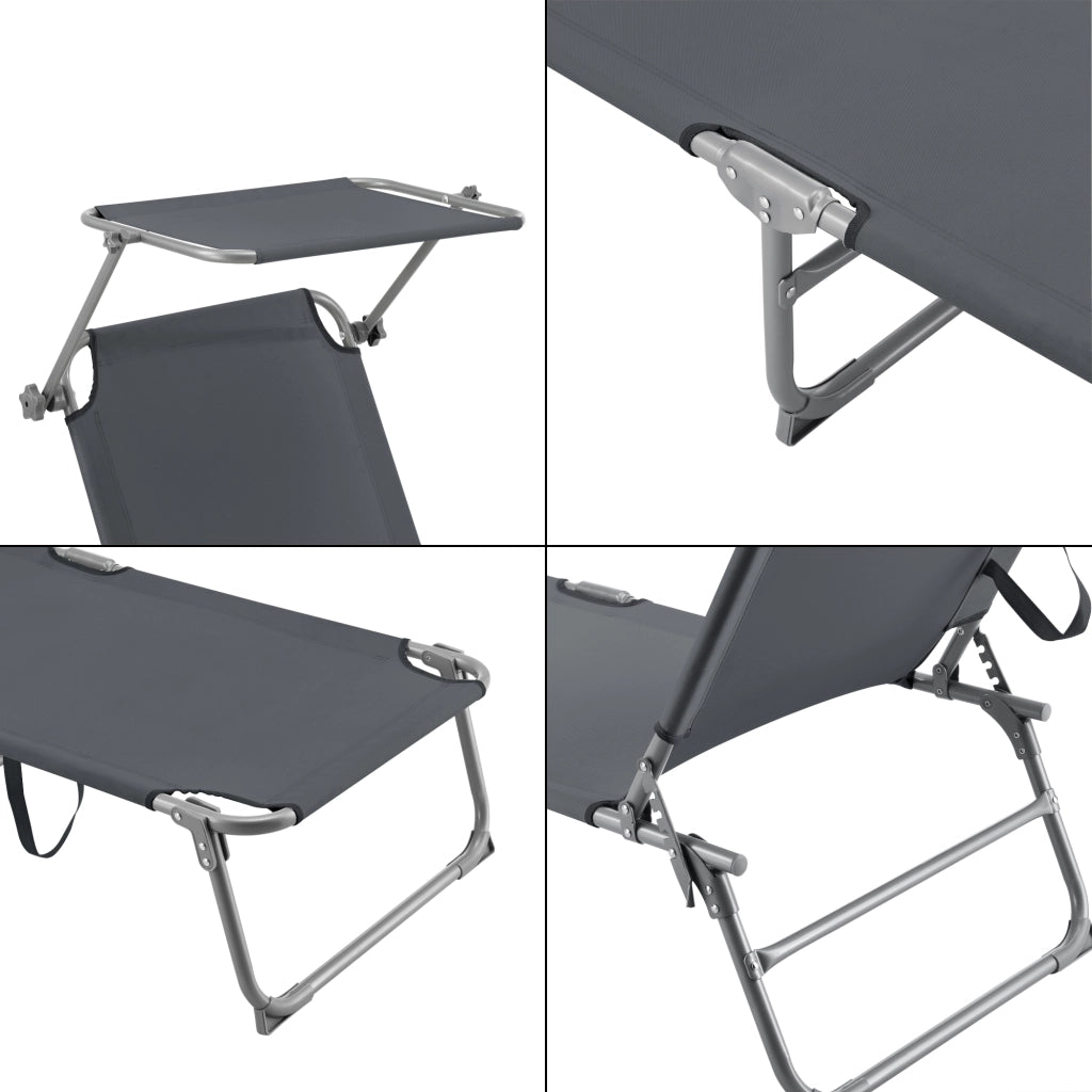 Lettino Prendisole Getaria con Tettuccio Parasole Sdraio Portatile - Grigio Scuro [en.casa]