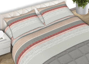 Completo Lenzuola 100% Cotone Made Italy Fantasia Rigata Banded C.N - Matrimoniale - Grigio