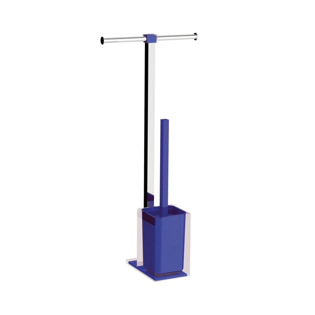 Colonnina portarotolo e scopino WC acciaio inox e resine termoplastiche serie Rainbow Gedy RA32 Blu Trasparente