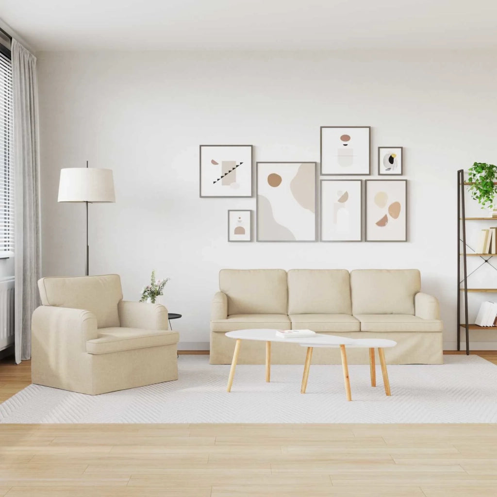 Set di divani 2 pcs Crema 201 x 80 x 85 cm Tessuto