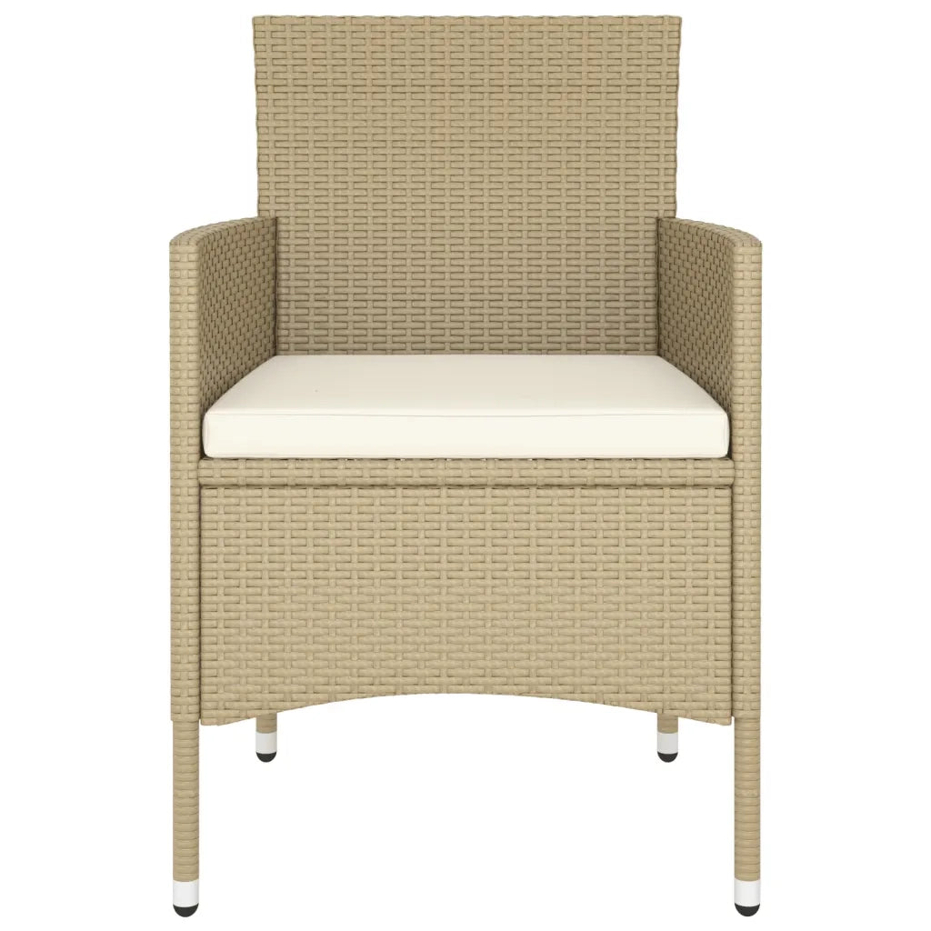 Set Bistrot da Giardino 5 pz Polyrattan e Vetro Temperato Beige