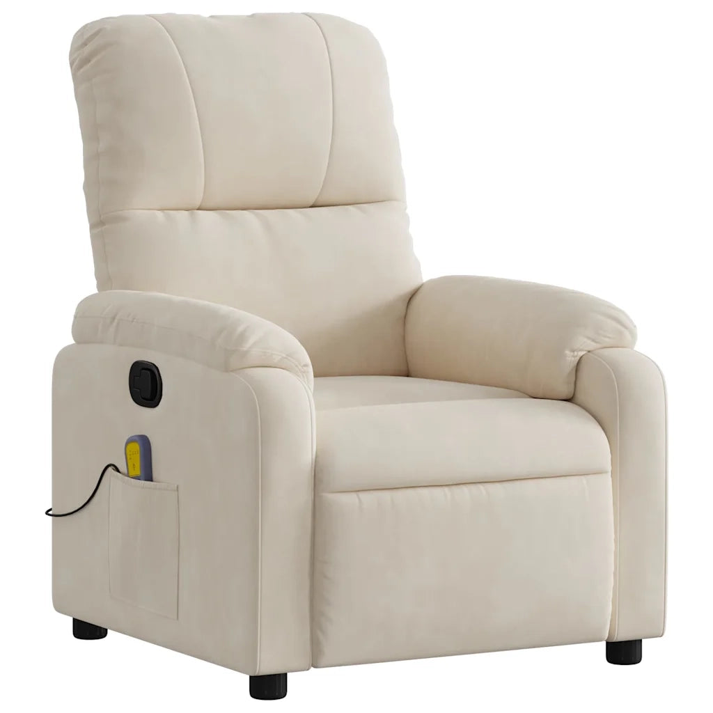 Divano Sedia-Poltrona Massaggiante Reclinabile Beige in Tessuto Microfibra 107957