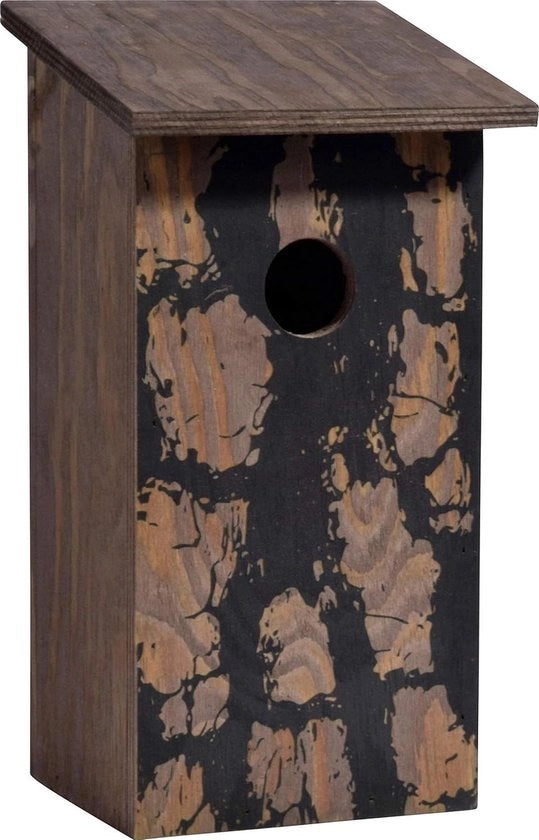 Scatola a Nido Classica con Stampato Corteccia di Pino Pinus Sylvestris - Scatola da Appendere - 15,5 x 14,5 x 30 cm - Progetto di Pino
