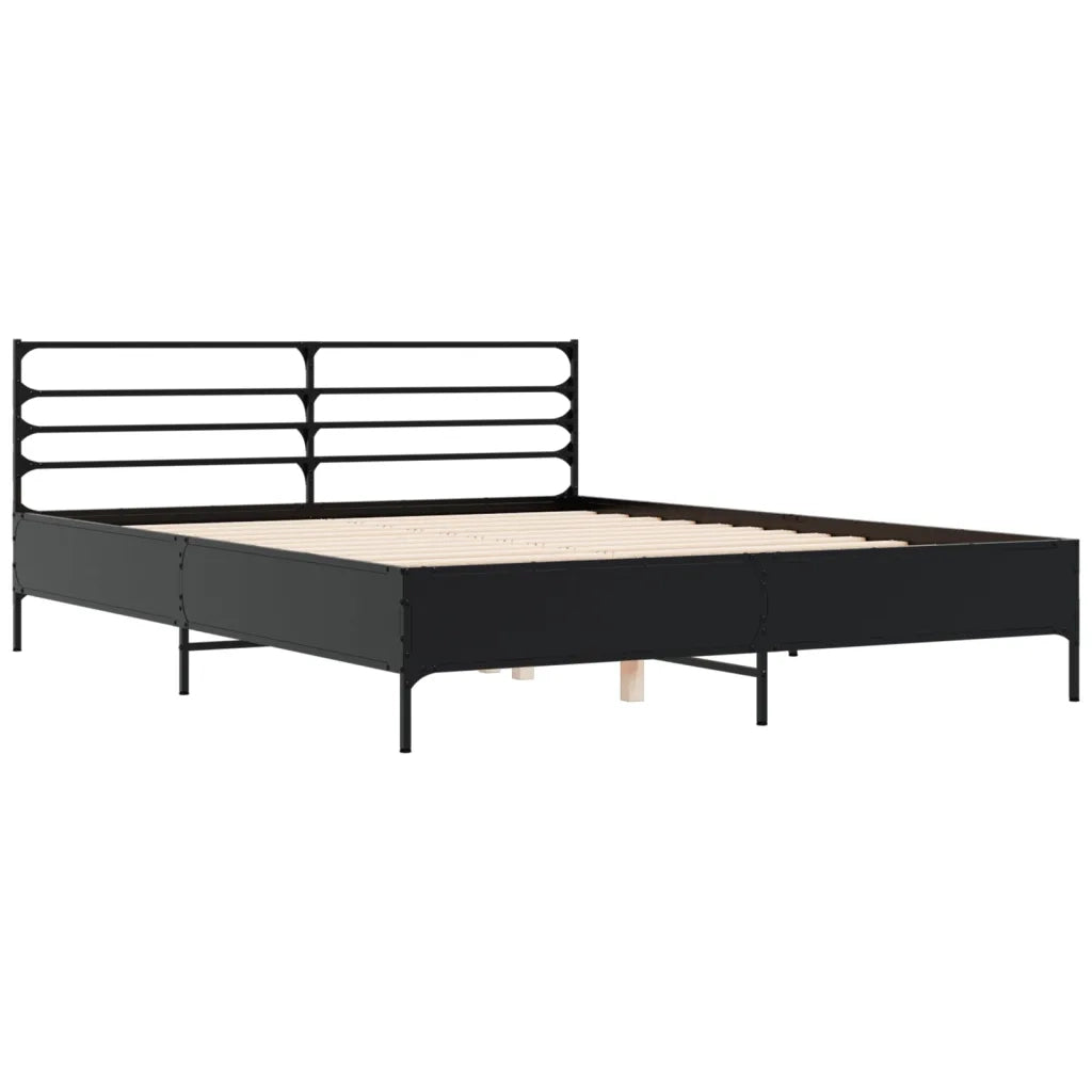 Giroletto Nero 150x200 cm in Legno Multistrato e Metallo 3280047