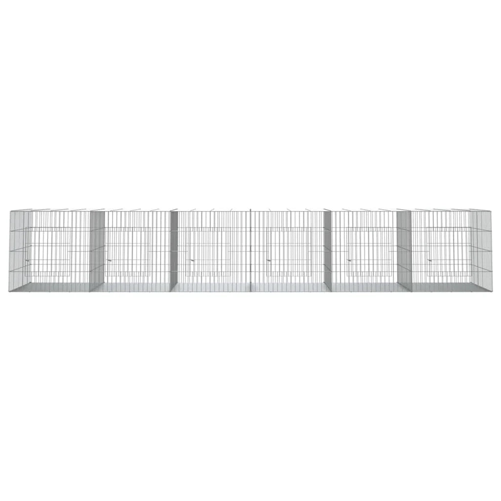 Gabbia per conigli con 6 pannelli 327 x 79 x 54 cm ferro zincato argento 02_0041693