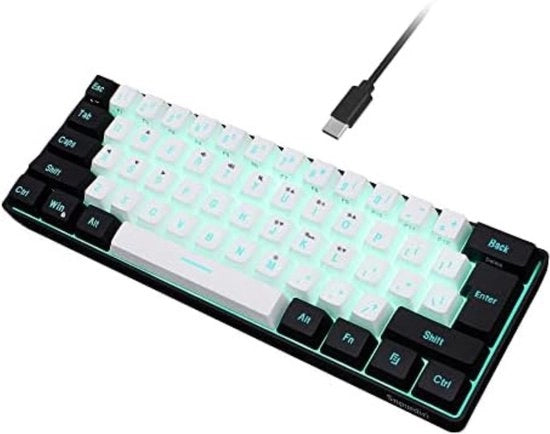 Tastiera da Gioco - Meccanica - Tastiera - Illuminazione di Sfondo LED - Ergonomica - Bianco - Nero