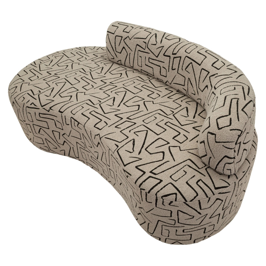 Dadato, Divano Fisso 2 Posti Disegni Geometrici, 93x45x178h cm Beige