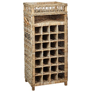 Portabottiglie in rattan naturale metallo e legno con manico in corda fatto a mano per 28 bottiglie 51 x 112 cm feste in casa
