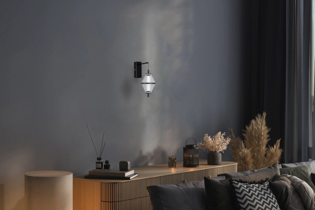 Applique moderna nera opaca vetro retinato LED 5W Italux