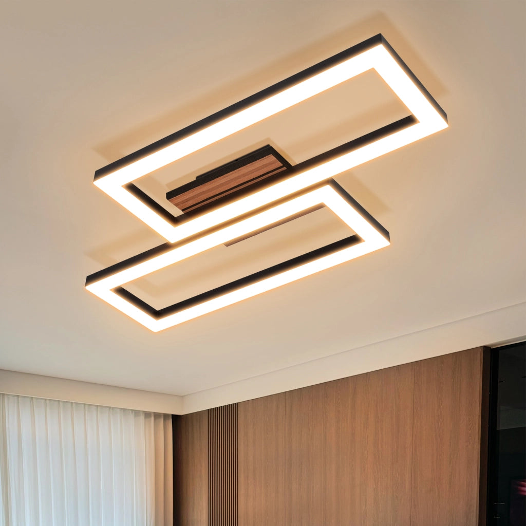 ZMH Lampada da soffitto LED 8W moderna 49CM 3000K luce calda quadrata effetto legno soggiorno camera da letto corridoio