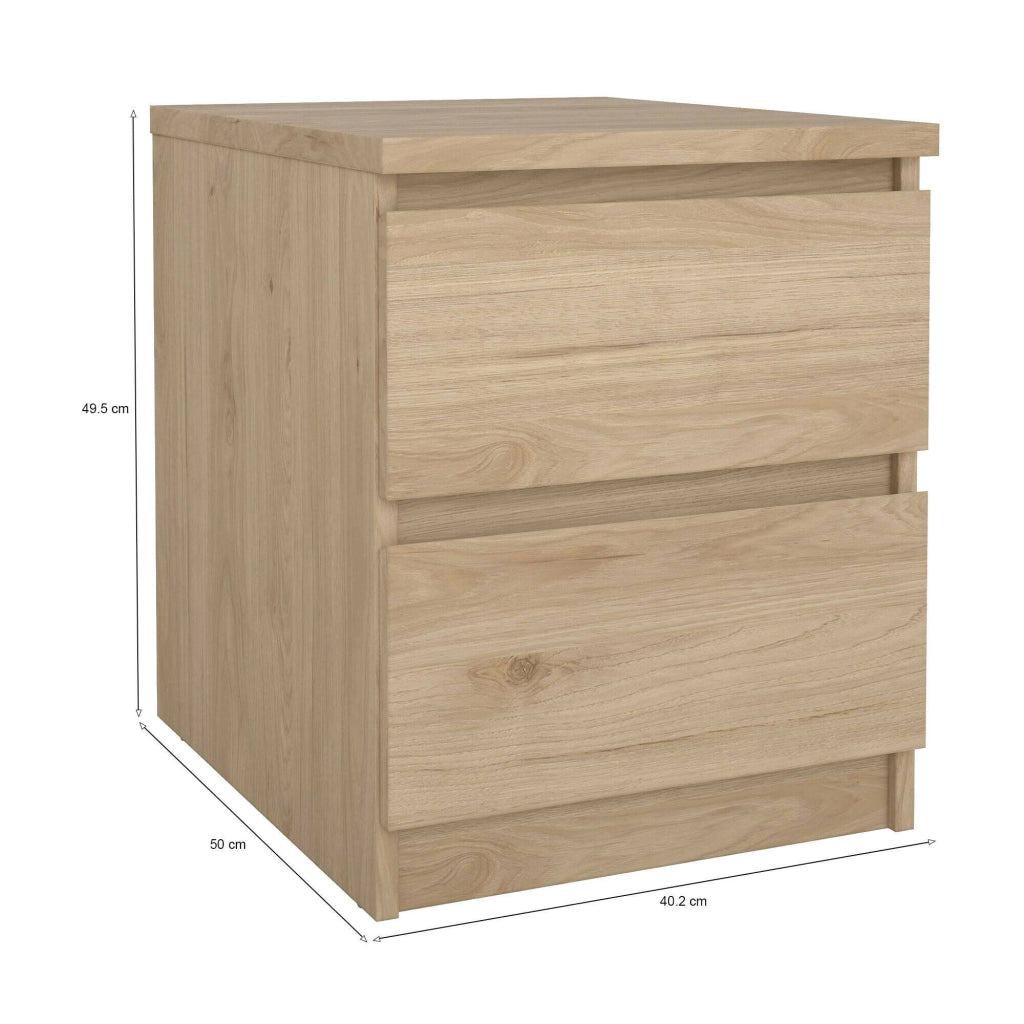 Comodino Daiki, Comò basso, Tavolino da notte, Mensola da letto, 50x40 h50 cm, Rovere
