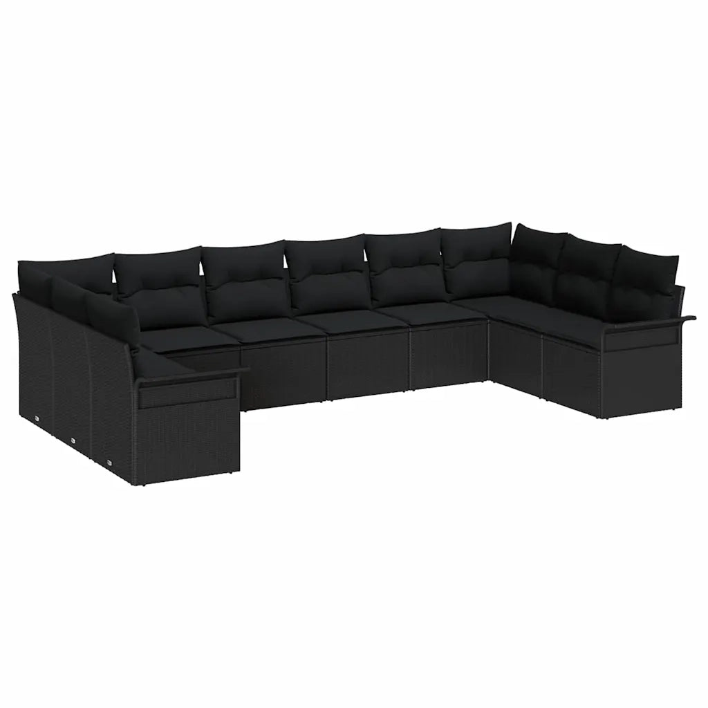Set Divano da Giardino con archiviazione 10 pcs Nero polyrattan 3354212