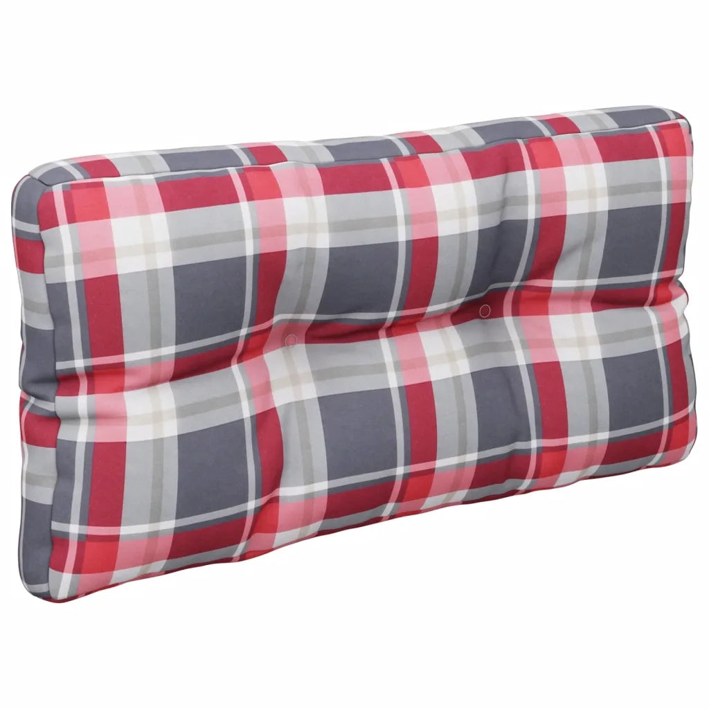 Cuscini per Pallet 2 pz Rossi a Quadri in Tessuto 360724