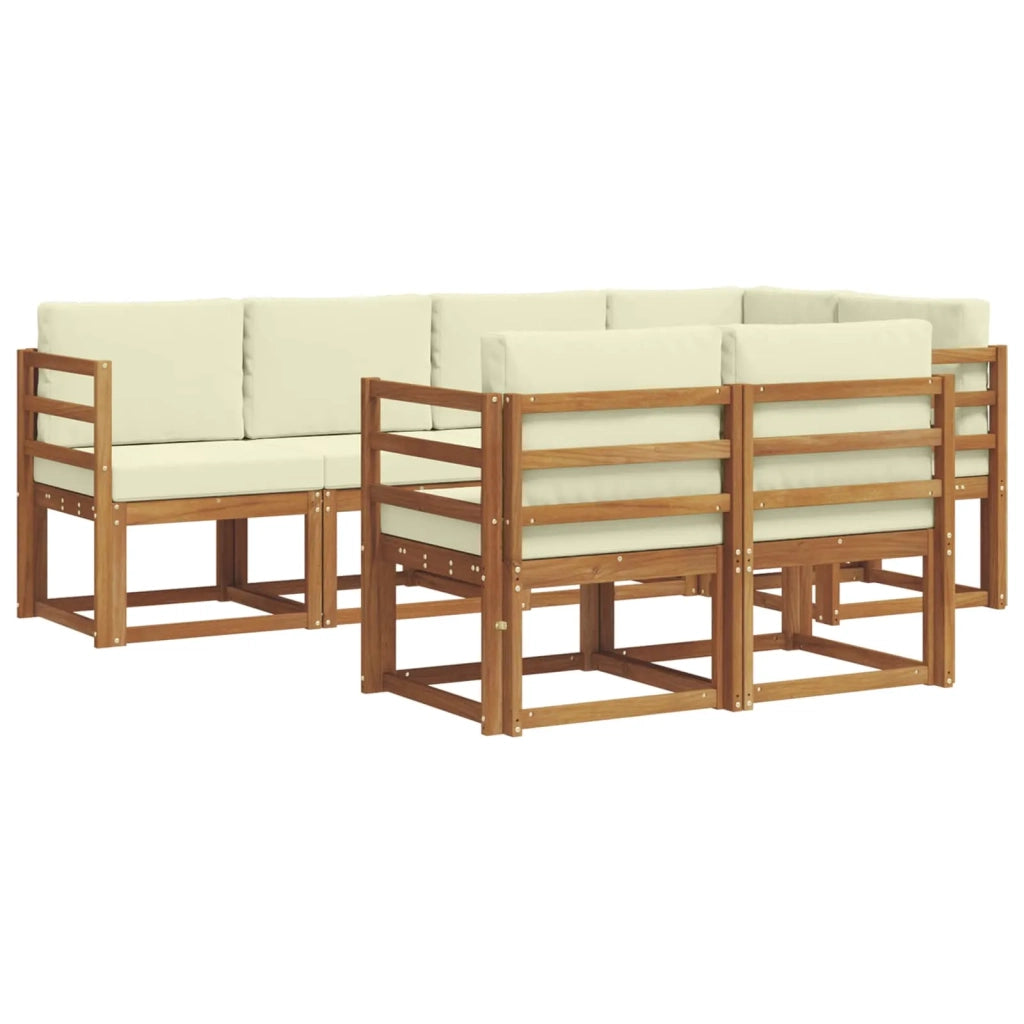 Set di divani da esterno con cuscino 7 pcs Naturale e Crema 3366518