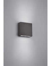 Applique Quadrata Thames Led Doppia Emissione IP54 Antracite 14x14 cm Trio Lighting